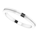 14K White 2 mm Flat Comfort-Fit Band with Milgrain Size 6