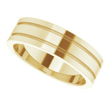 14K Yellow 6 mm Milgrain Grooved Comfort-Fit Flat Band