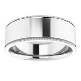 14K White 7 mm Milgrain Flat Comfort Fit Band Size 7