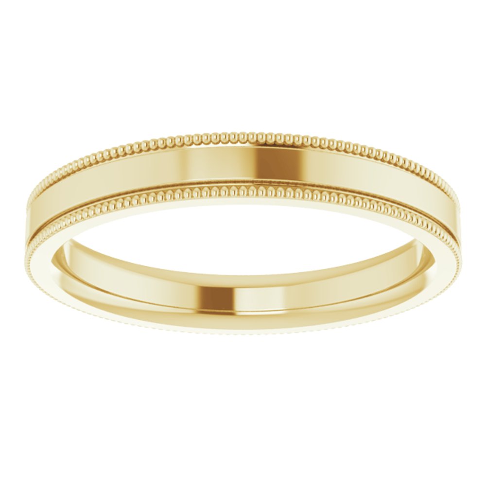 14K Yellow Gold 3 mm Milgrain Comfort-Fit Flat Band Size 7