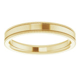 14K Yellow Gold 3 mm Milgrain Comfort-Fit Flat Band Size 7