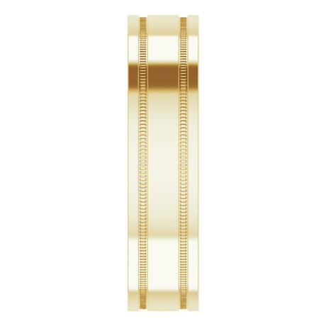 14K Yellow Gold 5 mm Milgrain Grooved Comfort-Fit Flat Band Size 7.5