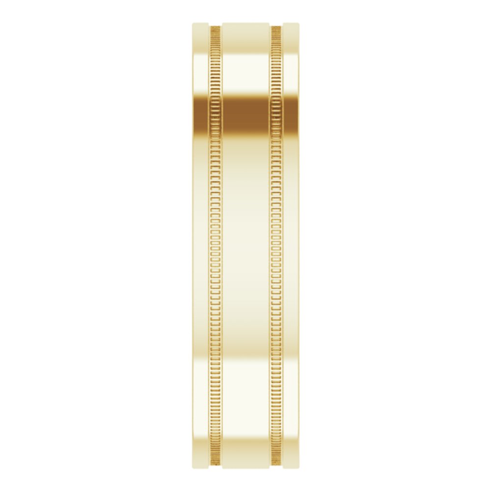 14K Yellow Gold 5 mm Milgrain Grooved Comfort-Fit Flat Band Size 7.5