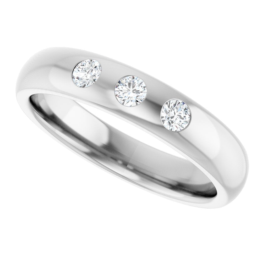 Platinum 1/5 CTW Natural Diamond Three-Stone Half Round Band