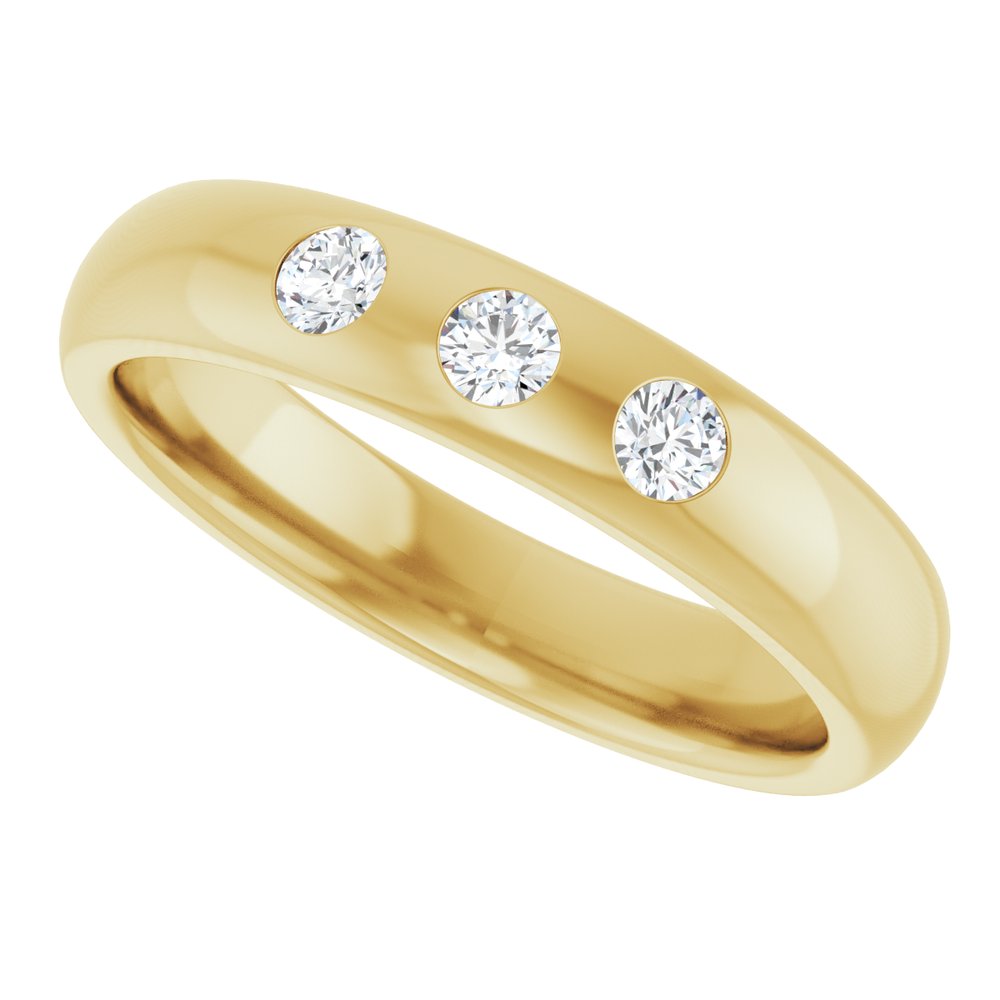 14K Yellow 1/5 CTW Natural Diamond Three-Stone Half Round Band