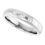 14K White 1/5 CTW Natural Diamond Three-Stone Half Round Band