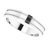 14K White 4 mm Flat Comfort-Fit Band with Milgrain Size 6