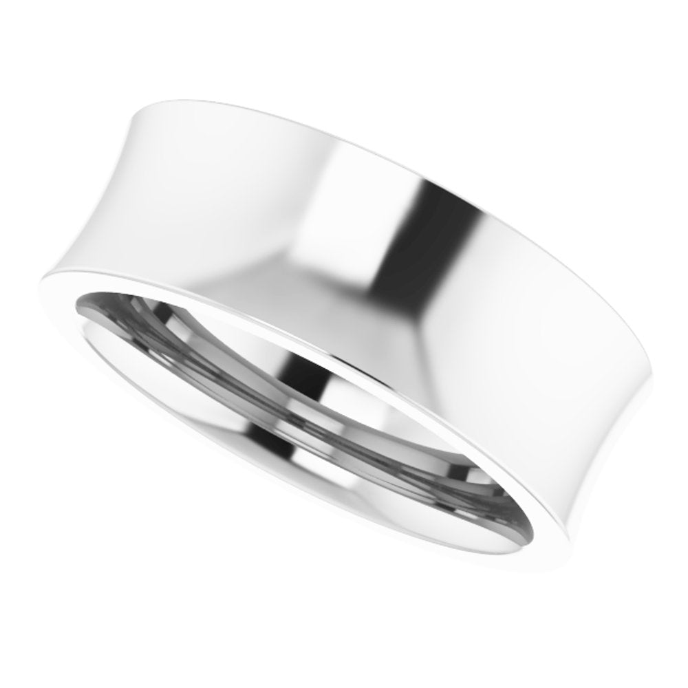 14K White 7 mm Concave Comfort Fit Band