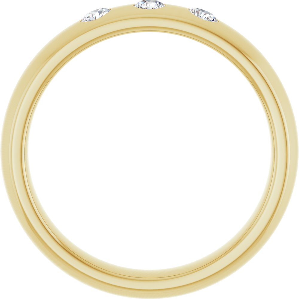 14K Yellow 1/5 CTW Natural Diamond Three-Stone Comfort-Fit 2.5 mm Half Round Band