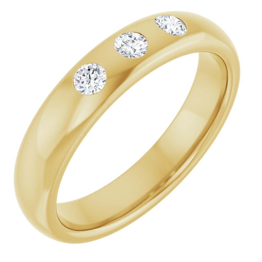 14K Yellow 1/5 CTW Natural Diamond Three-Stone Half Round Band   