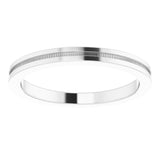 14K White 2 mm Flat Comfort-Fit Band with Milgrain Size 6