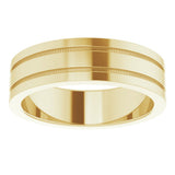 18K Yellow Gold 6 mm Milgrain Grooved Comfort-Fit Flat Band Size 9.5