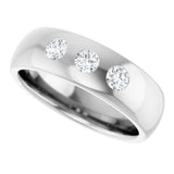 14K White 1/3 CTW Natural Diamond Three-Stone Half Round Band