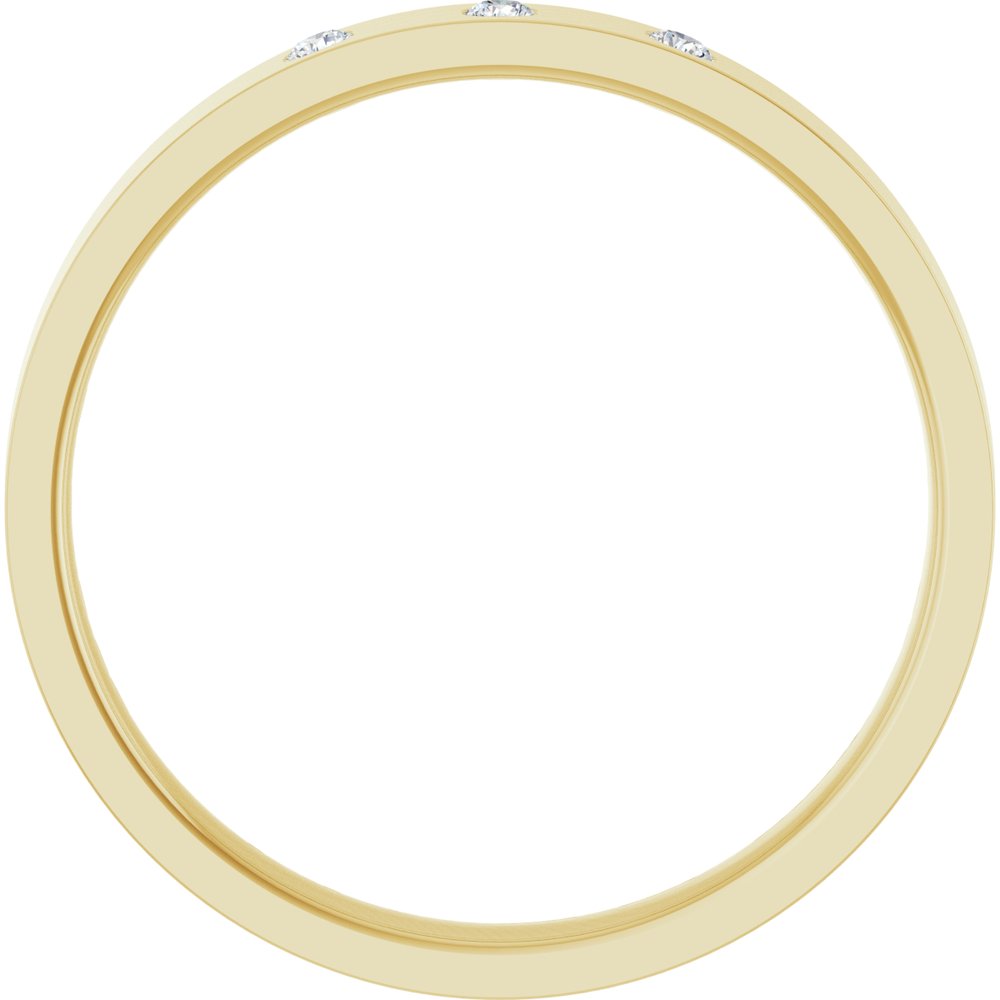 14K Yellow .04 CTW Natural Diamond Three-Stone 2.5 mm Comfort-Fit Flat Band Size 4