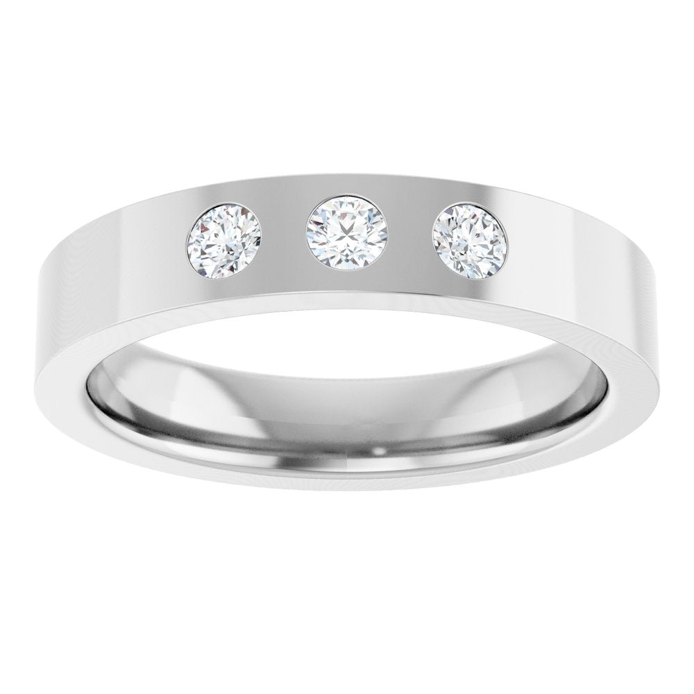 14K White 1/5 CTW Natural Diamond Three-Stone Flat Band Size 7