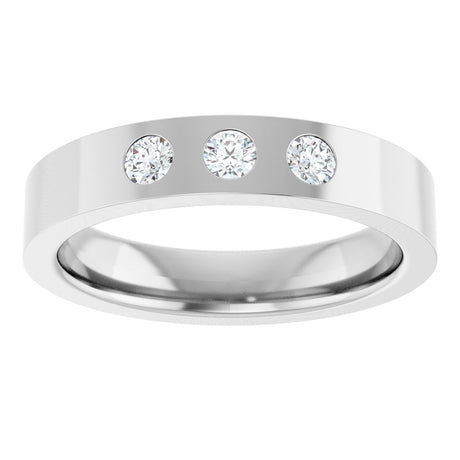 Platinum 1/5 CTW Natural Diamond Three-Stone Flat Band Size 9