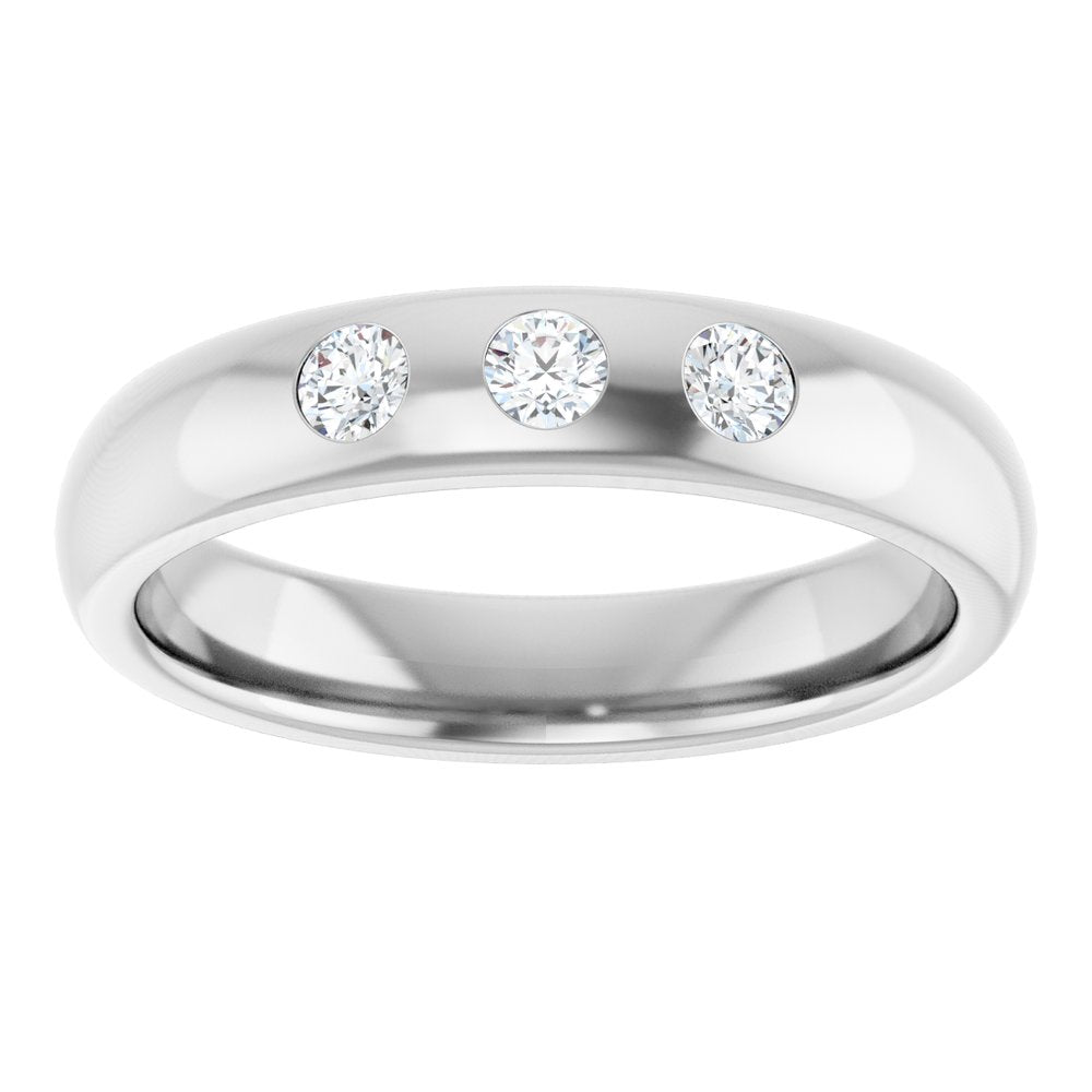 Platinum 1/5 CTW Natural Diamond Three-Stone Half Round Band