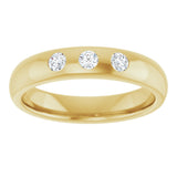 14K Yellow 1/5 CTW Natural Diamond Three-Stone Comfort-Fit 2.5 mm Half Round Band Size 6