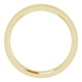 14K Yellow Gold 3 mm Milgrain Comfort-Fit Flat Band Size 7