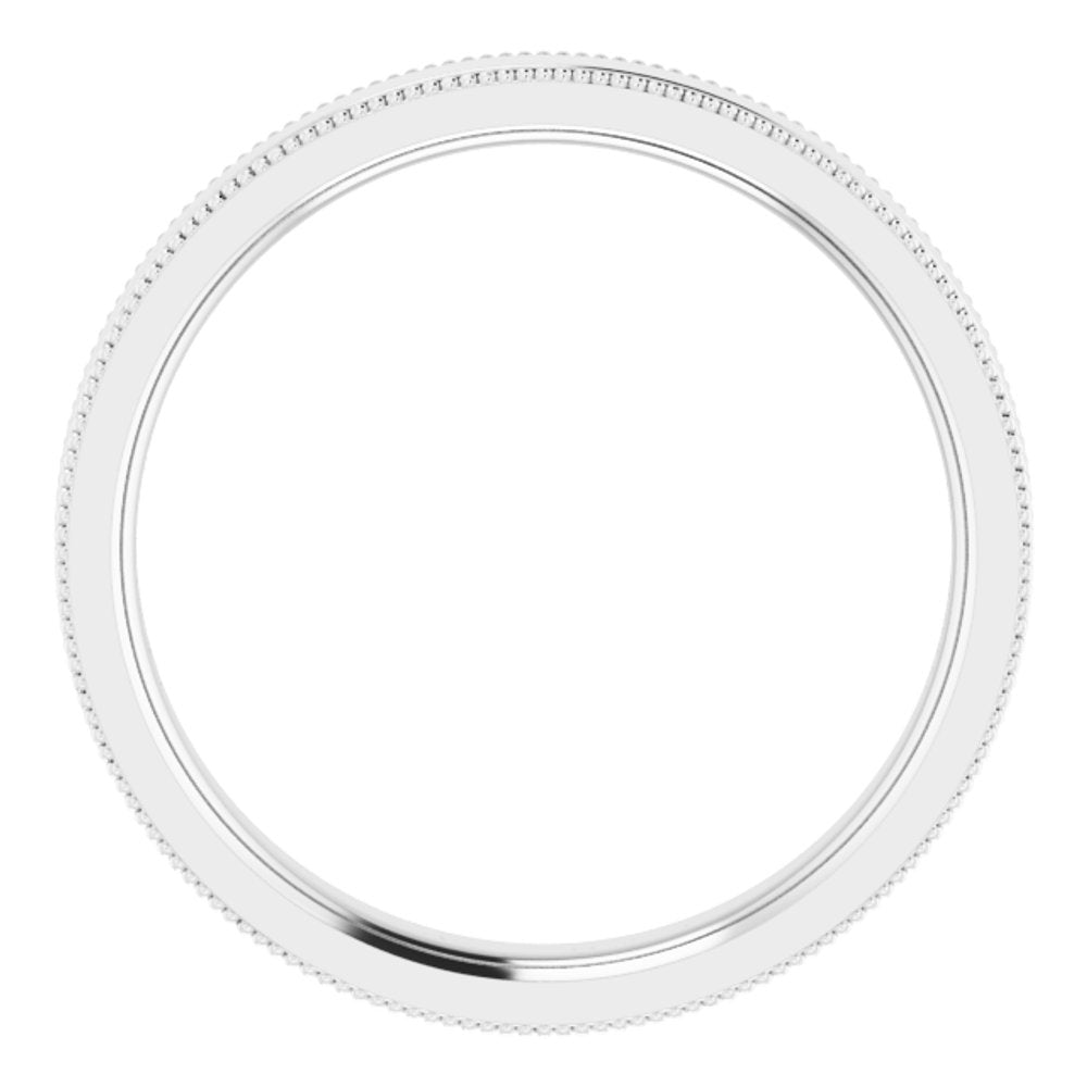 10K White 3 mm Milgrain Flat Comfort Fit Band Size 7