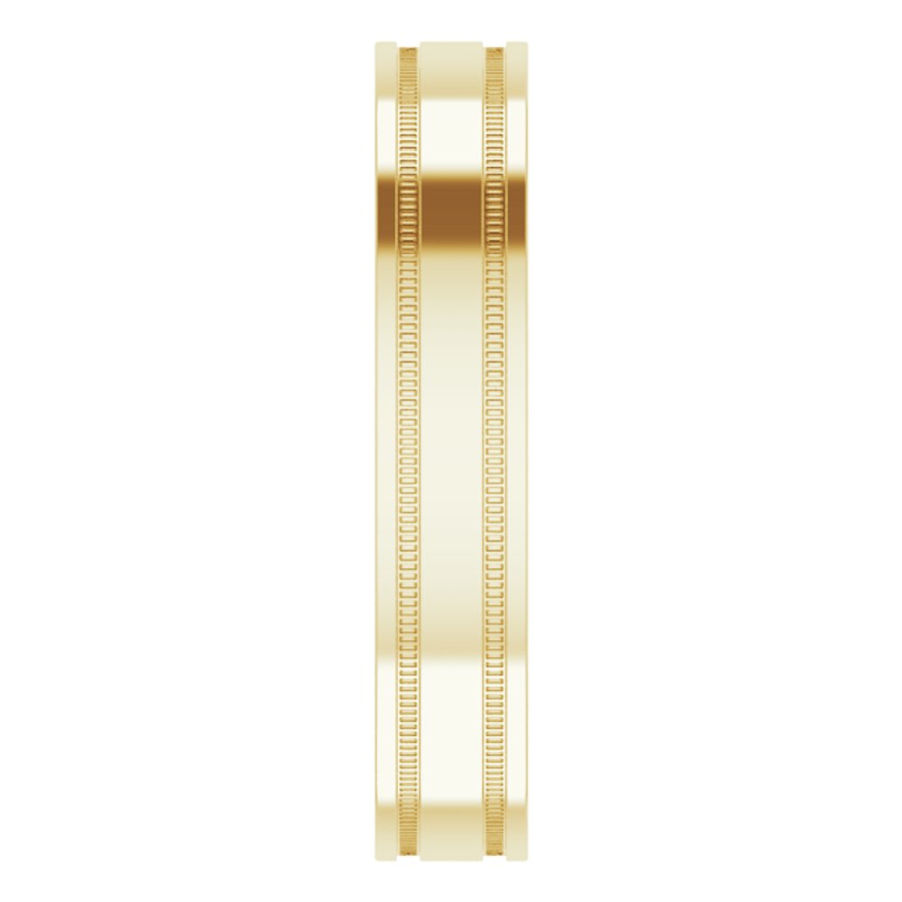 14K Yellow Gold 4 mm Milgrain Grooved Comfort-Fit Flat Band Size 7