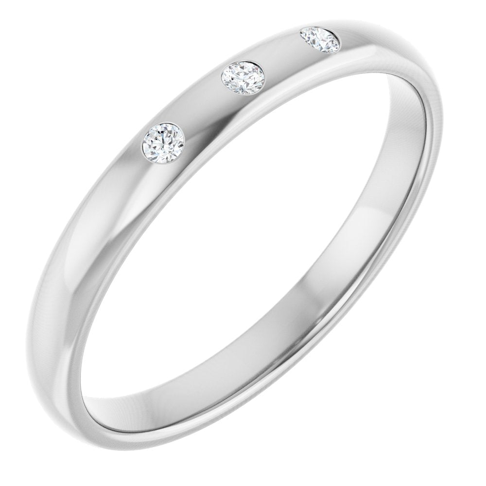 14K White .04 CTW Natural Diamond Three-Stone Half Round Band   