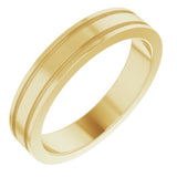 14K Yellow Gold 4 mm Milgrain Grooved Comfort-Fit Flat Band Size 7