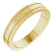 14K Yellow Gold 4 mm Milgrain Grooved Comfort-Fit Flat Band Size 7