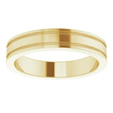 14K Yellow Gold 4 mm Milgrain Grooved Comfort-Fit Flat Band Size 7
