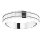 14K White 4 mm Flat Comfort-Fit Band with Milgrain Size 6