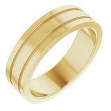18K Yellow Gold 6 mm Milgrain Grooved Comfort-Fit Flat Band Size 9.5