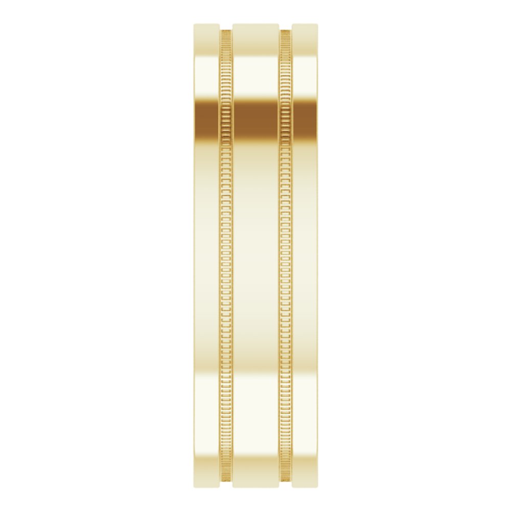 18K Yellow Gold 6 mm Milgrain Grooved Comfort-Fit Flat Band Size 9.5