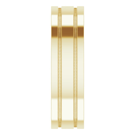14K Yellow Gold 6 mm Milgrain Grooved Comfort-Fit Flat Band Size 7.5