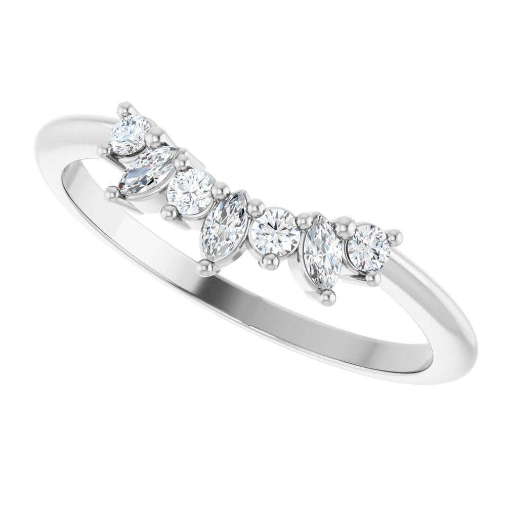 14K White 1/6 CTW Natural Diamond Contour Band