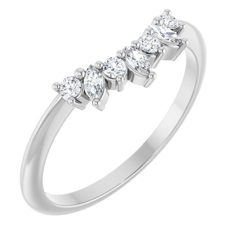 14K White 1/6 CTW Lab-Grown Diamond Contour Band