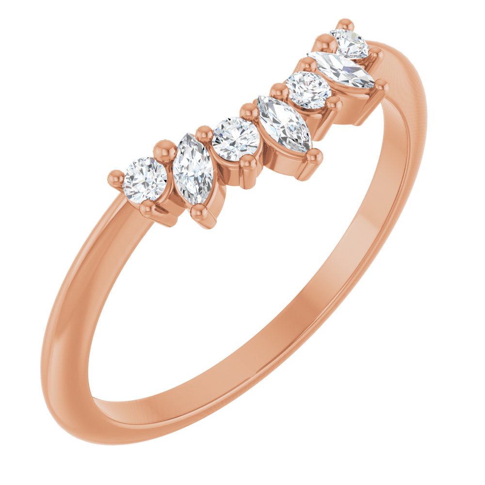 14K Rose 1/6 CTW Natural Diamond Contour Band