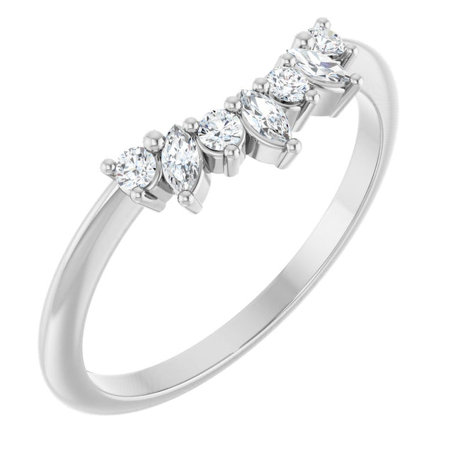 14K White 1/6 CTW Lab-Grown Diamond Contour Band