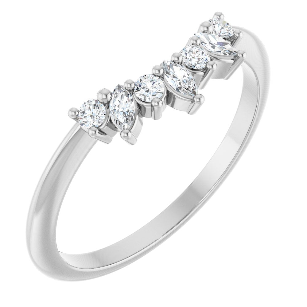 14K White Gold 1/6 CTW Lab-Grown Diamond Contour Band