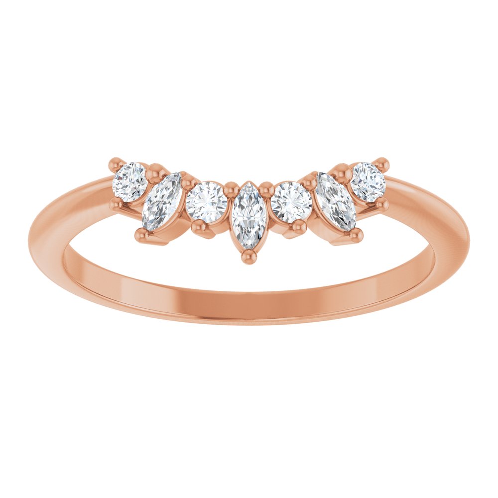 14K Rose Gold 1/6 CTW Natural Diamond Contour Band