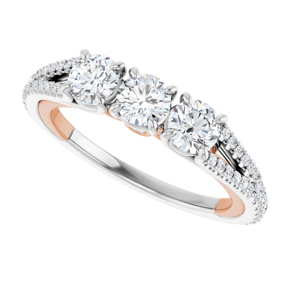 14K White/Rose 1 CTW Natural Diamond Anniversary Band