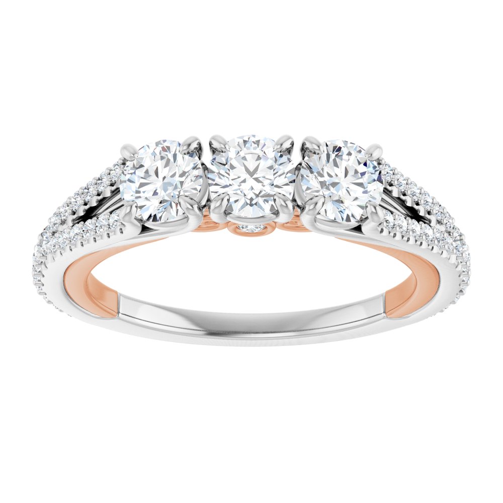 14K White/Rose 1 CTW Natural Diamond Anniversary Band