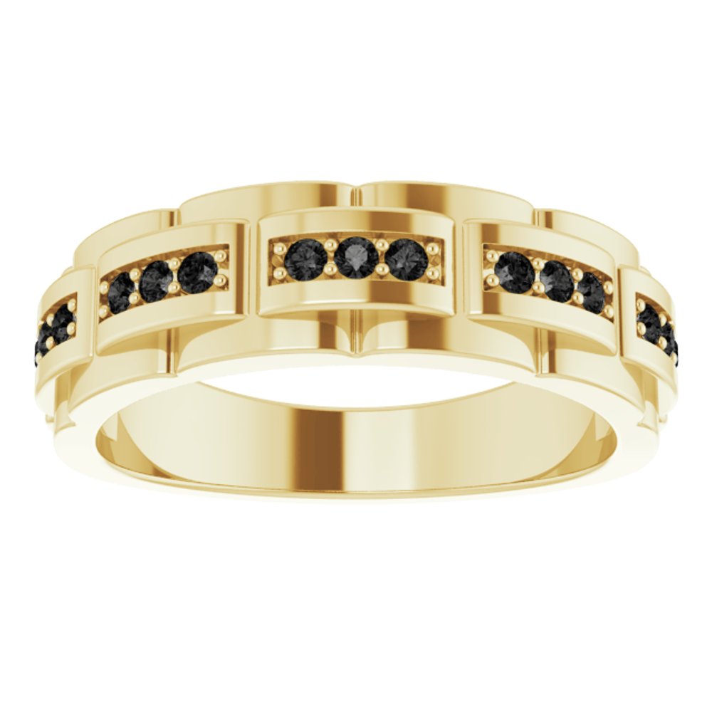 14K Yellow Gold 1/4 CTW  Natural Black Diamond Ring