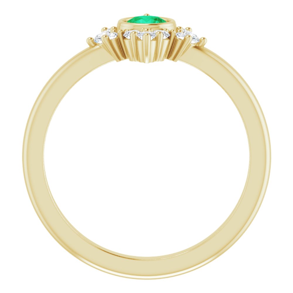 14K Yellow Natural Emerald & 1/5 CTW Natural Diamond Ring