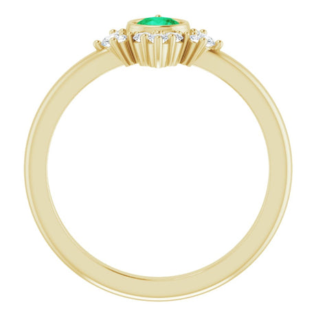 14K Yellow Natural Emerald & 1/5 CTW Natural Diamond Ring