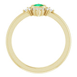14K Yellow Gold Natural Emerald & 1/5 CTW Natural Diamond Ring 