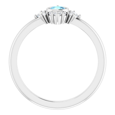 14K White Gold Natural Aquamarine & 1/5 CTW Natural Diamond Ring 