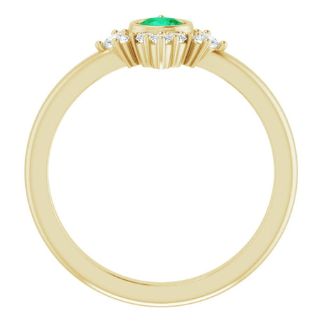 14K Yellow Gold Natural Emerald & 1/5 CTW Natural Diamond Ring 