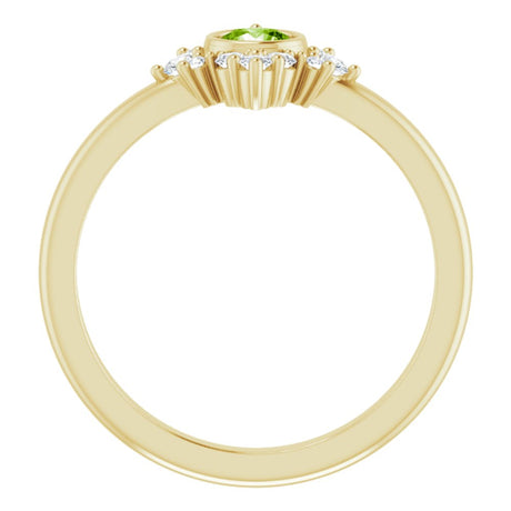 14K Yellow Gold Natural Peridot & 1/5 CTW Natural Diamond Ring 