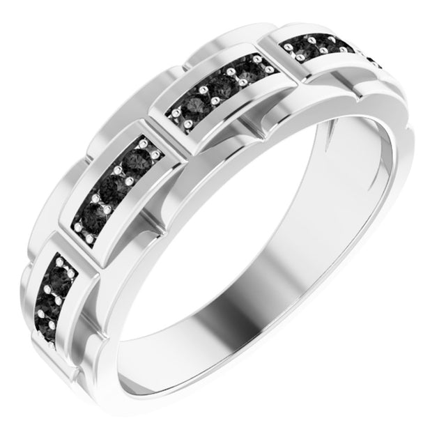 14K White 1/4 CTW  Natural Black Diamond Ring