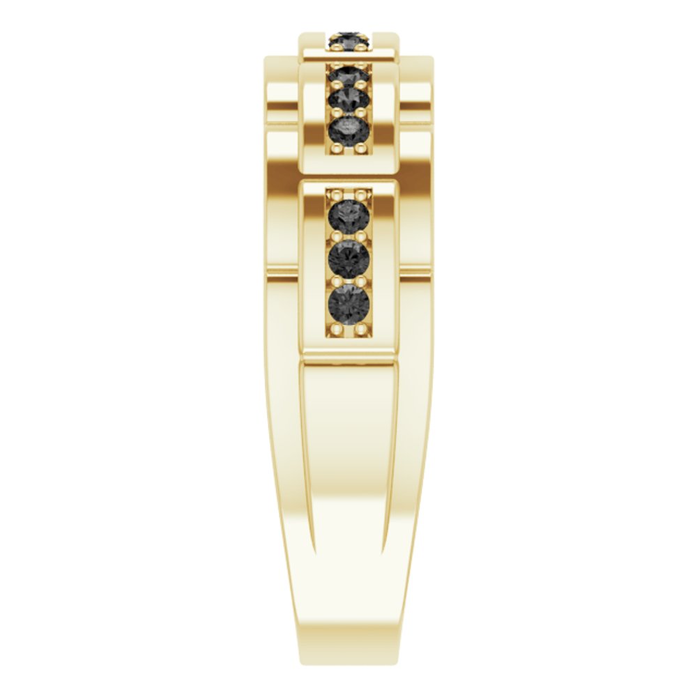 14K Yellow 1/4 CTW  Natural Black Diamond Ring